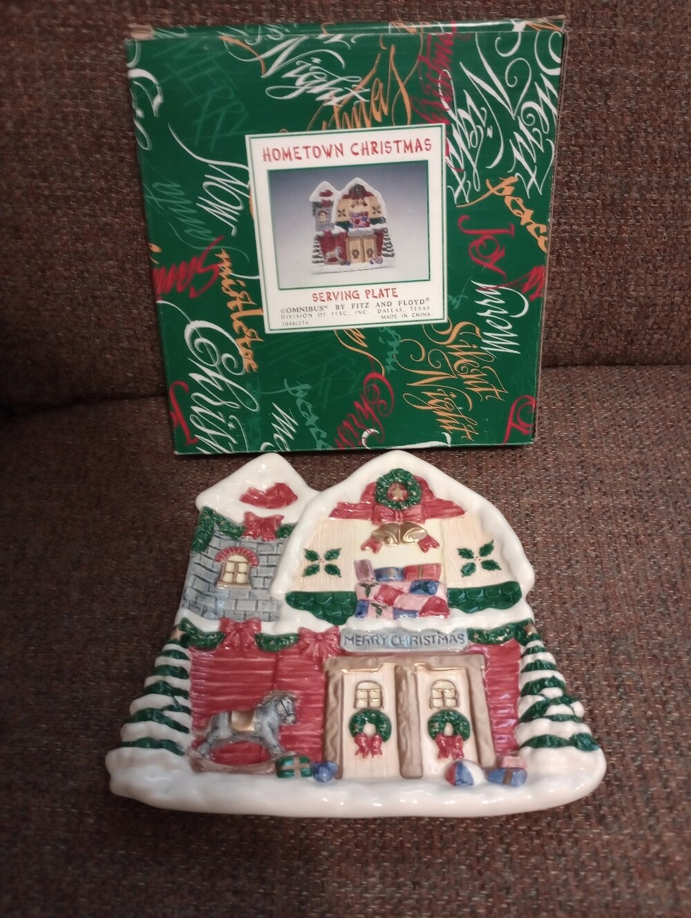 Hometown Christmas Ceramic Serving Plate By Fritz And Floyd Omnibus In Original